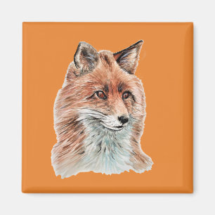 Red Fox Watercolor Painting Art Magnet