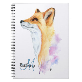 Red Fox Watercolor Personalized Notebook
