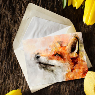 Red Fox Watercolor Portrait 01 Postcard