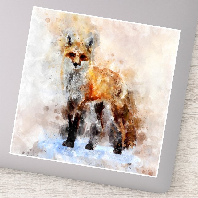Red Fox Watercolor Portrait 02 (Red Fox Watercolor Portrait 02. Sticker)