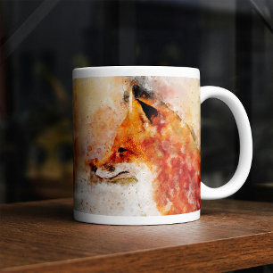 Red Fox Watercolor Portrait 03 Coffee Mug