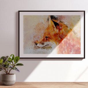 Red Fox Watercolor Portrait 03 Photo Print
