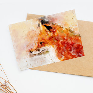 Red Fox Watercolor Portrait 03 Postcard