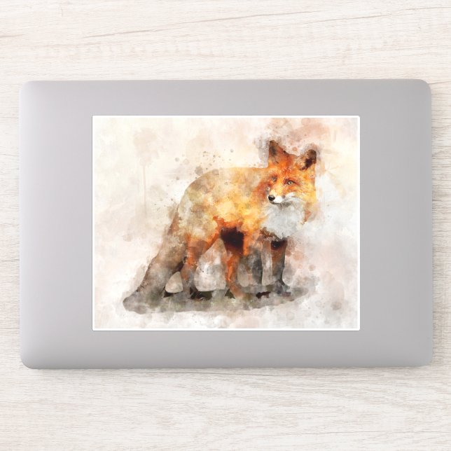 Red Fox Watercolor Portrait 04 (Computer)