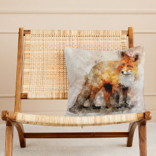 Red Fox Watercolor Portrait 04 Cushion
