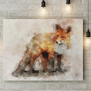 Red Fox Watercolor Portrait 04 Photo Print