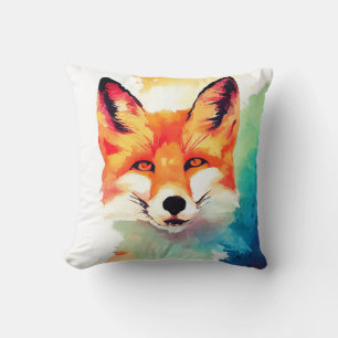 Red Fox Wild Nature Animal Color Art Painting Cushion