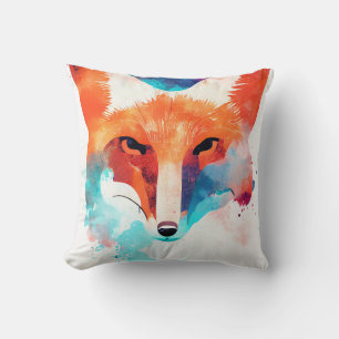 Red Fox Wild Nature Animal Color Art Painting Cushion