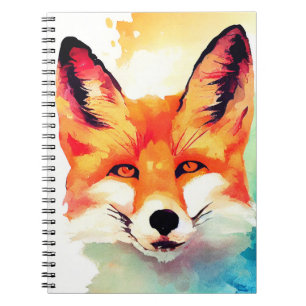 Red Fox Wild Nature Animal Color Art Painting Notebook