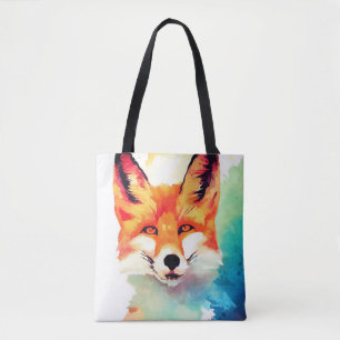 Red Fox Wild Nature Animal Color Art Painting Tote Bag