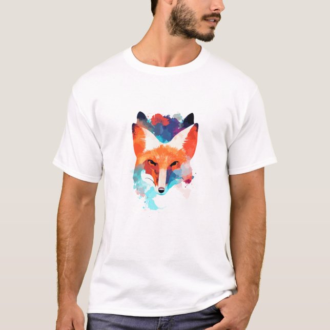 Red Fox Wild Nature Animal Colours Art T-Shirt (Front)