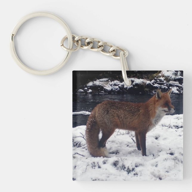 Red Fox Wildlife Winter Snow Forest Animal Key Ring (Front)