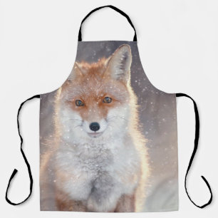 Red fox, winter forest, scenic illustration. apron