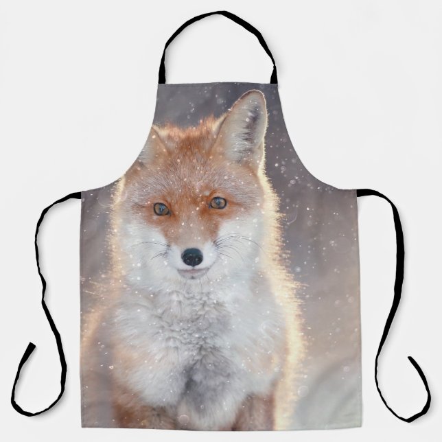 Red fox, winter forest, scenic illustration. apron (Front)