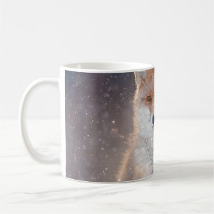 Red fox, winter forest, scenic illustration. coffee mug