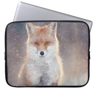 Red fox, winter forest, scenic illustration. laptop sleeve