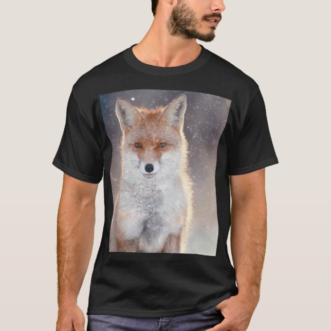 Red fox, winter forest, scenic illustration. T-Shirt (Front)