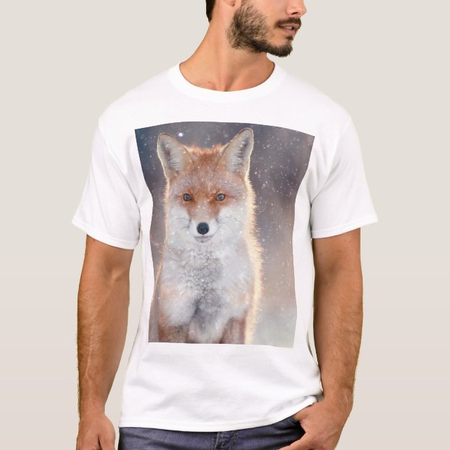 Red fox, winter forest, scenic illustration. T-Shirt (Front)