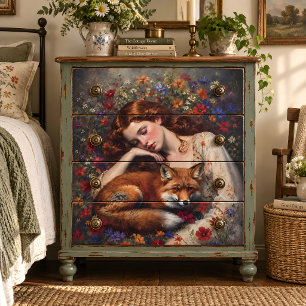 Red Fox woman Companion Wildflower Meadow Tissue Paper