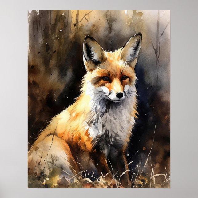 Red Fox Woodland Animal Art Print Poster (Front)