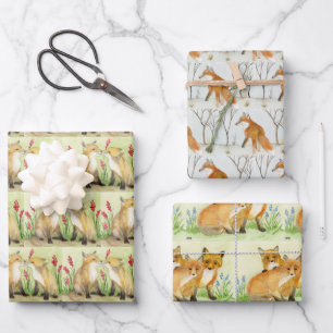 Red Fox Wrapping Paper Sheet