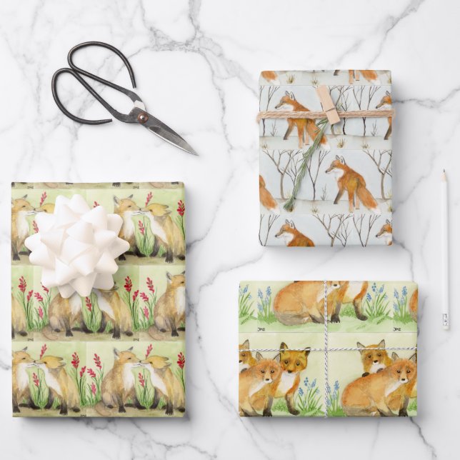 Red Fox Wrapping Paper Sheet (Front)