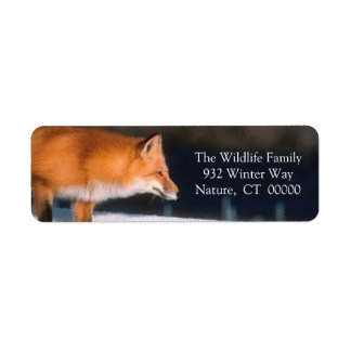 Red Fox Xmas Card Return Address Label Sticker