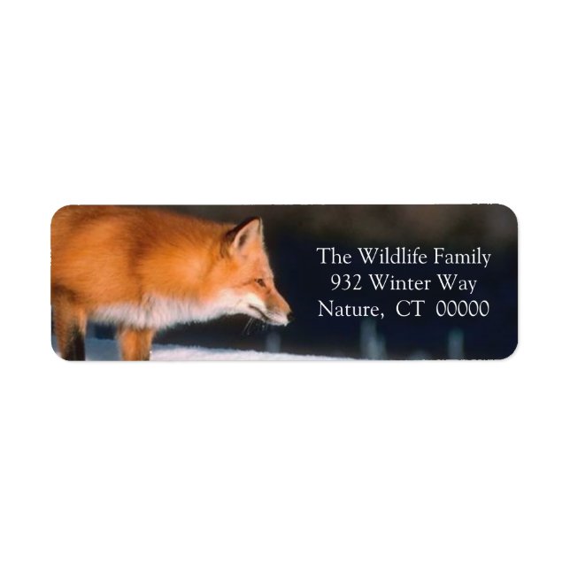 Red Fox Xmas Card Return Address Label Sticker (Front)