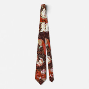 RED FOXES  AMONG BLACK WHITE LEAVES AND FOLIAGE TIE