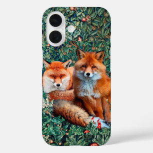 RED FOXES AMONG GREENERY, FOLIAGE AND FLOWERS iPhone 16 CASE
