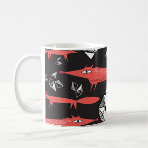 Red Foxes: Dark Background Seamless. Coffee Mug