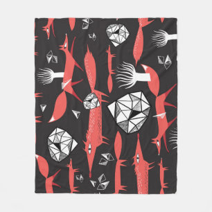 Red Foxes: Dark Background Seamless. Fleece Blanket