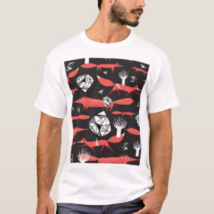 Red Foxes: Dark Background Seamless. T-Shirt
