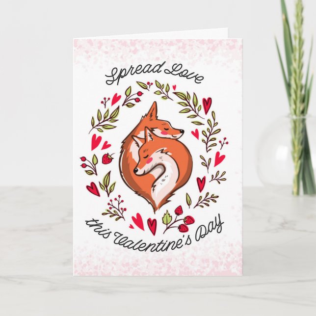 Red Foxes Valentine Love Card (Front)