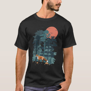 Red Foxs Animal Mountain Pine Tree Sky Birds Are F T-Shirt