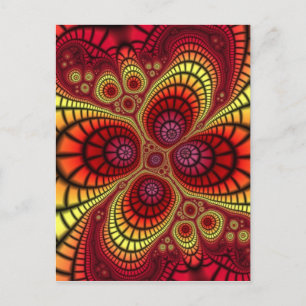 Red Fractal Background Postcard