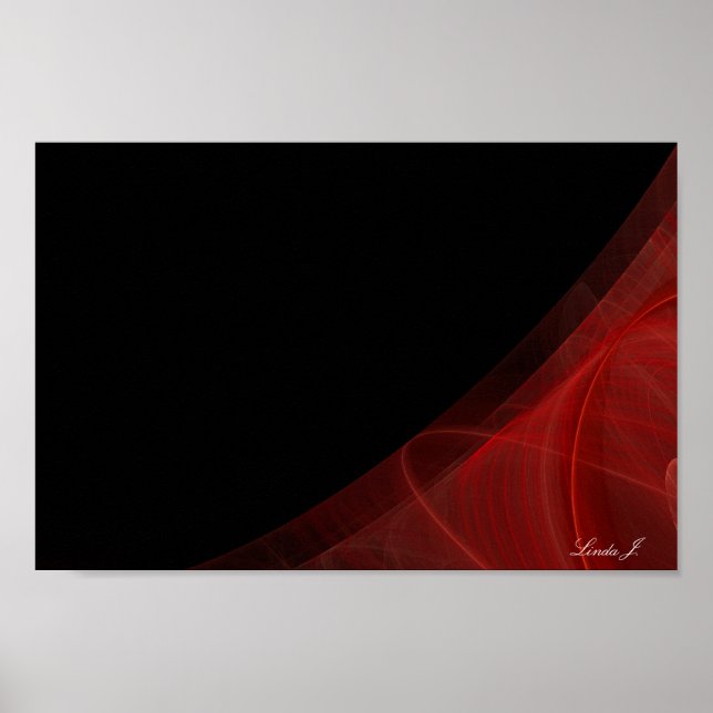 Red Fractal Border Canvas or Poster (Front)