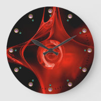 RED FRACTAL ROSE IN BLACK,PINK GEMSTONES