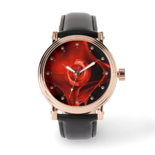 RED FRACTAL ROSE WATCH