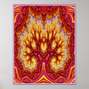 Red Fractal Tree Poster