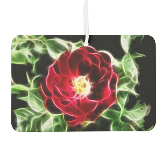 Red fractalius rose car air freshener (Front)
