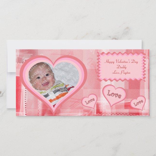 Red Fractals Valentine Photo Card (Front)