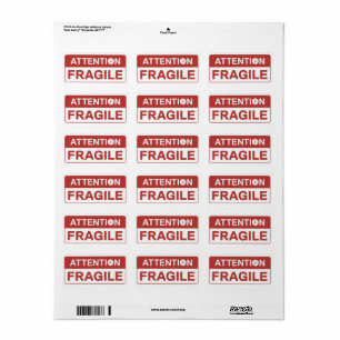 Red Fragile Handle with Care Mailing Label images