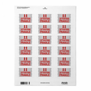 Red Fragile Handle with Care Mailing Label images2