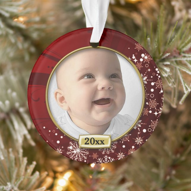 Red Frame Baby's 1st Christmas Ornament (Tree)