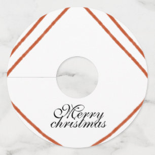 Red frame watercolor merry Christmas dd your name Wine Glass Tag