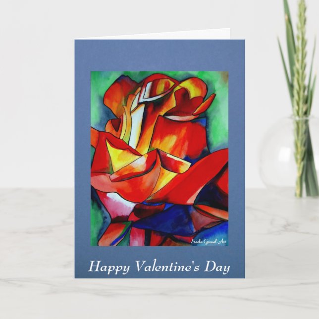 Red France Libre Rose Valentine's Day Holiday Card (Front)