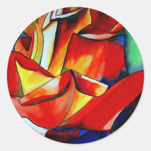 Red France Libre rose watercolor art Classic Round Sticker