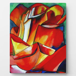 Red France Libre rose watercolor art Plaque