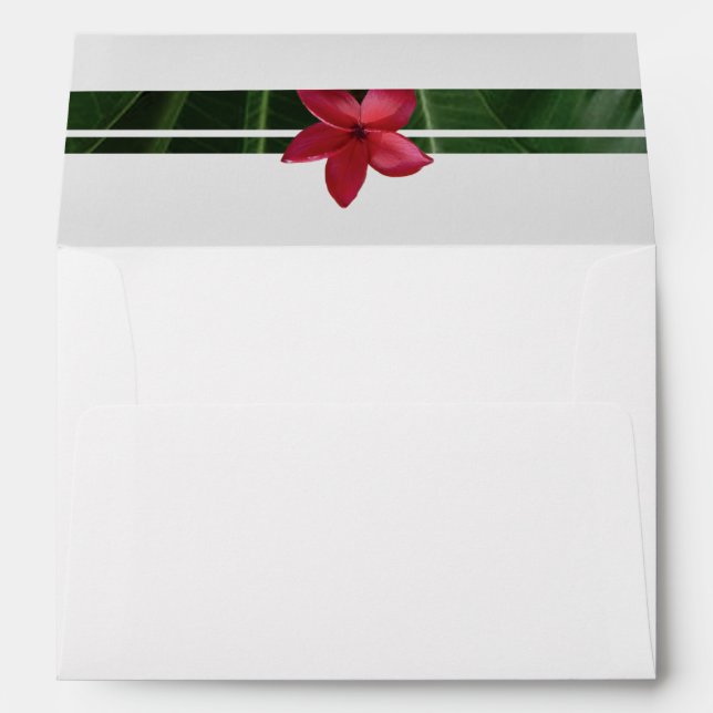 Red Frangipani Plumeria 5x7 Wedding Invitation Envelope (Back (Bottom))